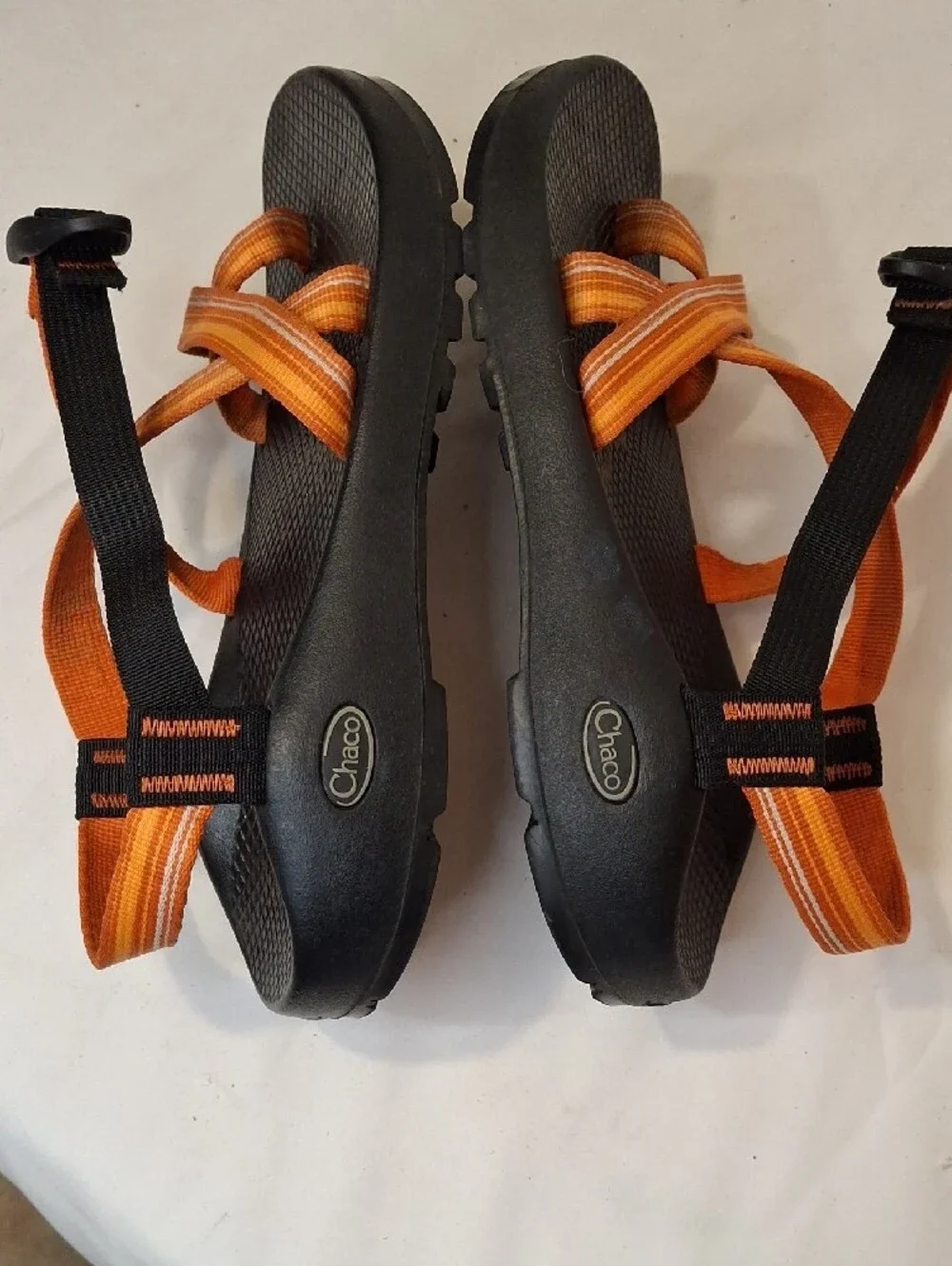 Chaco Men's Black w/ Orange Striped Adjustable Straps Z/Cloud Sandals